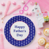 Nautical Red, White en Blue Happy Vaderdag Papieren Bordje (Feest)