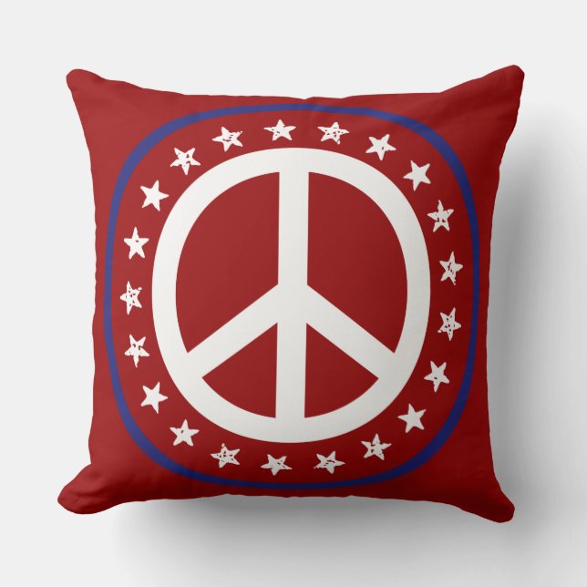 Nautical Red White en Blue Peace Sign en sterren Kussen (Voorkant)