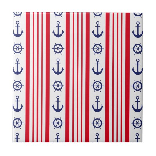 Nautical Red White en Blue Tegeltje (Voorkant)