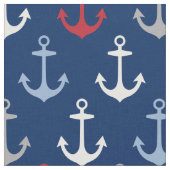 Nautical Red White en Navy Blue Anchors Pattern Stof (Close Up)