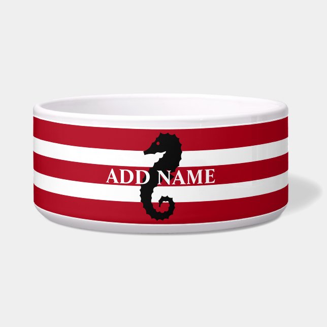 Nautical Red White, gepersonaliseerd groot pakket Voerbakje (Voorkant)