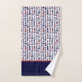 Nautical Red White Navy Blue Stripe Lighthouse Bad Handdoek (Handdoek)