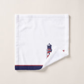Nautical Red White Navy Blue Stripe Lighthouse Bad Handdoek (Wasdoekje)