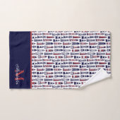 Nautical Red White Navy Blue Stripe Lighthouse Bad Handdoek (Handdoek)
