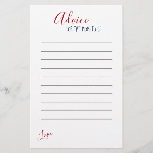 Nautical Red White Stripe Baby shower Adviezen Kaa (Voorkant)