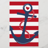 Nautical Red White Stripe Baby shower Adviezen Kaa (Achterkant)