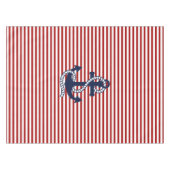 Nautical Red White Stripes en Blue Anchor Tafelkleed (Voorkant (Horizontaal))