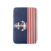 Nautical Red White Stripes en White Anchor Badmat (Voorkant Verticaal)