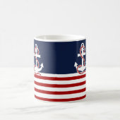 Nautical Red White Stripes en White Anchor Koffiemok (Center)