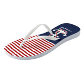 Nautical Red White Stripes en White Anchor Teenslippers (Schuin)