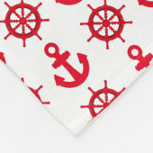 Nautical Red | Witte scheepankers | Wielen Fleece Deken (Hoek)