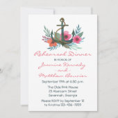 Nautical rehearal Dinner Anchor Floral Pink Blauwg Kaart (Voorkant)