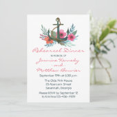 Nautical rehearal Dinner Anchor Floral Pink Blauwg Kaart (Staand voorkant)