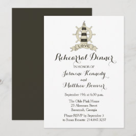 Nautical Rehearal Dinner Brown Lighthouse Ship Kaart