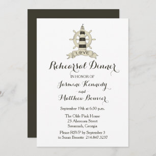 Nautical Rehearal Dinner Brown Lighthouse Ship Kaart