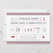 Nautical rehearal Dinner Red White Blue Aankondiging (Voorkant)