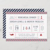 Nautical rehearal Dinner Red White Blue Aankondiging (Voorkant / Achterkant)