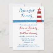 Nautical Rehearings Dinner Lighthouse Blue Stripes Kaart (Voorkant)