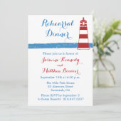 Nautical Rehearings Dinner Lighthouse Blue Stripes Kaart (Staand voorkant)