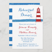 Nautical Rehearings Dinner Lighthouse Blue Stripes Kaart (Voorkant / Achterkant)