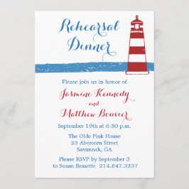 Nautical Rehearings Dinner Lighthouse Blue Stripes Kaart