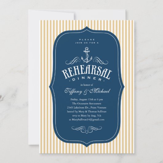 Nautical Rehearsal Dinner Invitations Kaart (Voorkant)