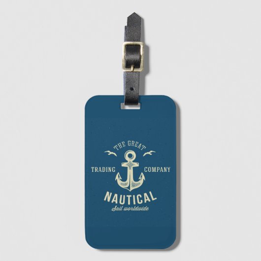 Nautical Retro Logo Bagagelabel (Voorkant (verticaal))