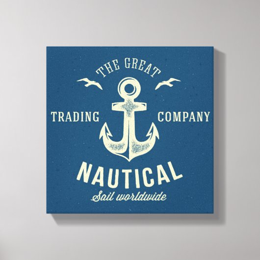 Nautical Retro Logo Canvas Afdruk (Voorkant)