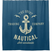 Nautical Retro Logo Douchegordijn (Voorkant)