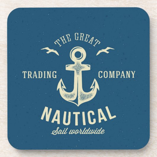 Nautical Retro Logo Drankjes Onderzetter (Voorkant)