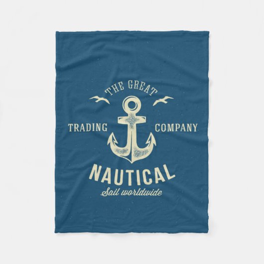 Nautical Retro Logo Fleece Deken (Voorkant)