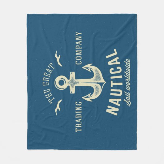 Nautical Retro Logo Fleece Deken (Voorkant)