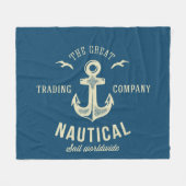 Nautical Retro Logo Fleece Deken (Voorkant (Horizontaal))