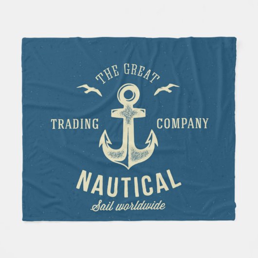 Nautical Retro Logo Fleece Deken (Voorkant (Horizontaal))