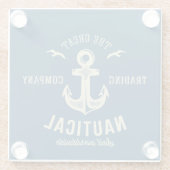 Nautical Retro Logo Glazen Onderzetter (Achterkant)