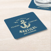 Nautical Retro Logo Kartonnen Onderzetters (Schuin)