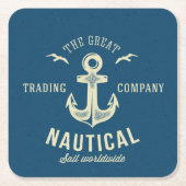 Nautical Retro Logo Kartonnen Onderzetters (Voorkant)