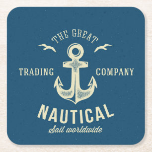 Nautical Retro Logo Kartonnen Onderzetters