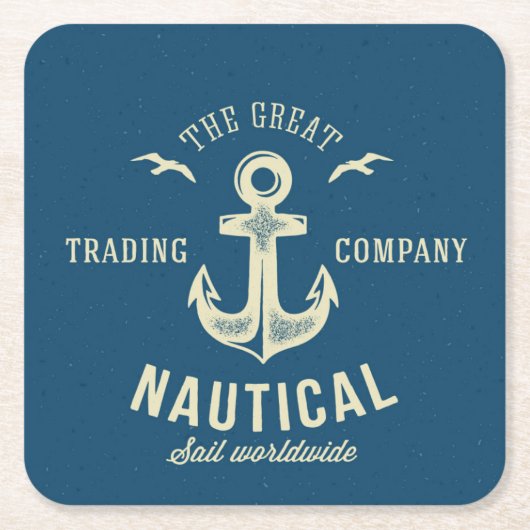 Nautical Retro Logo Kartonnen Onderzetters (Voorkant)