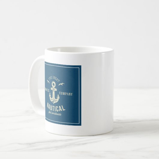 Nautical Retro Logo Koffiemok (Voorkant links)