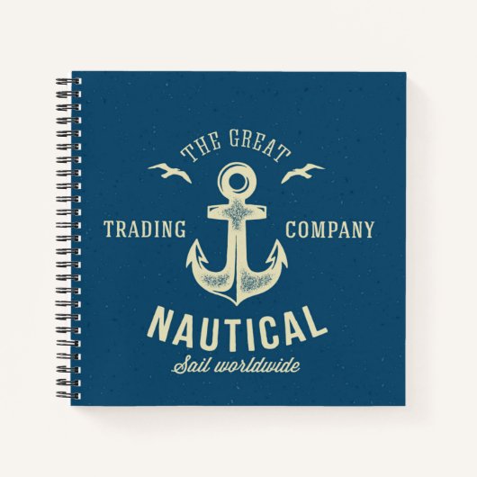 Nautical Retro Logo Notitieboek (Voorkant)