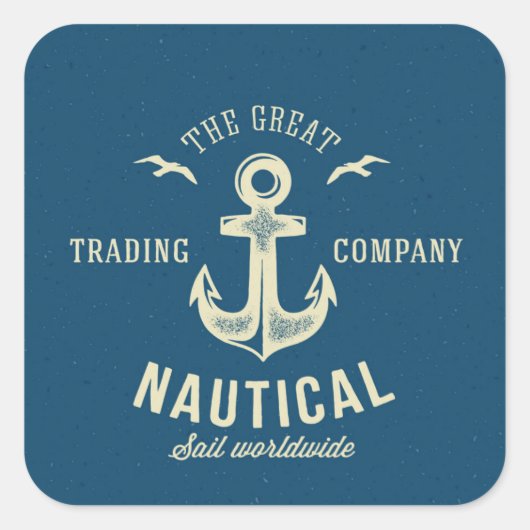 Nautical Retro Logo Vierkante Sticker (Voorkant)