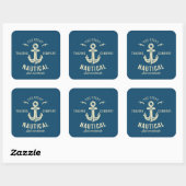 Nautical Retro Logo Vierkante Sticker (Vel)