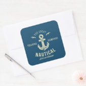 Nautical Retro Logo Vierkante Sticker (Envelop)