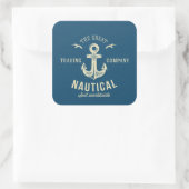 Nautical Retro Logo Vierkante Sticker (Tas)