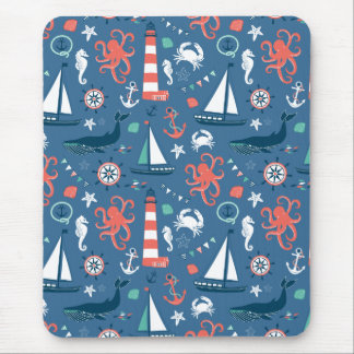 Nautical retro sailor giro patroon met ankers muismat