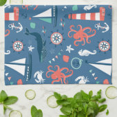 Nautical retro sailor giro patroon met ankers theedoek (Gevouwen)