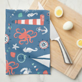Nautical retro sailor giro patroon met ankers theedoek (Quarter Fold)