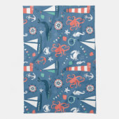 Nautical retro sailor giro patroon met ankers theedoek (Verticaal)