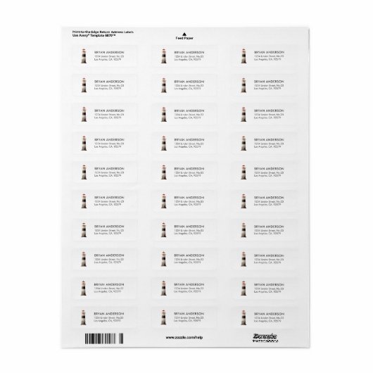 Nautical Return Address Label Lighthouse (Full Sheet)